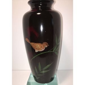 YellowWare Vase Bird , possibly Japanese , wonderful color and design.